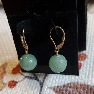 14k Gold And Jade Earrings